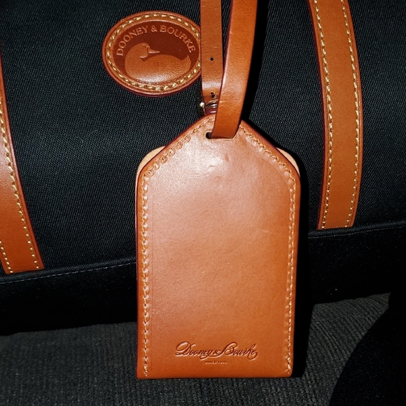 Dooney & Bourke Black and Tan Duffel Bag with Leather Accents NEW - Picture 6 of 9